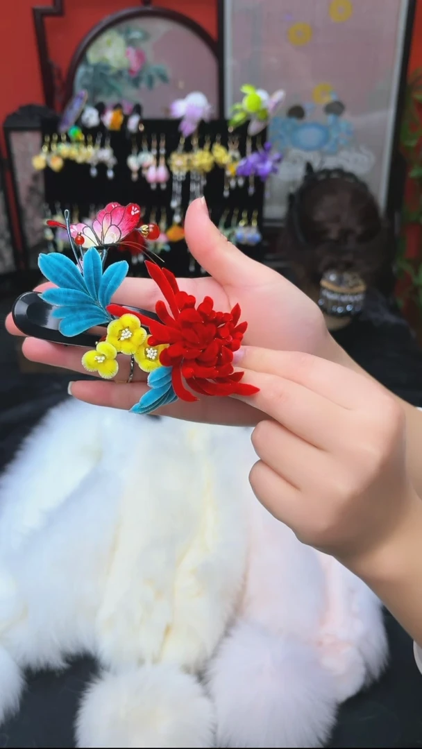 刺绣茜***空非遗手工绒花饰品