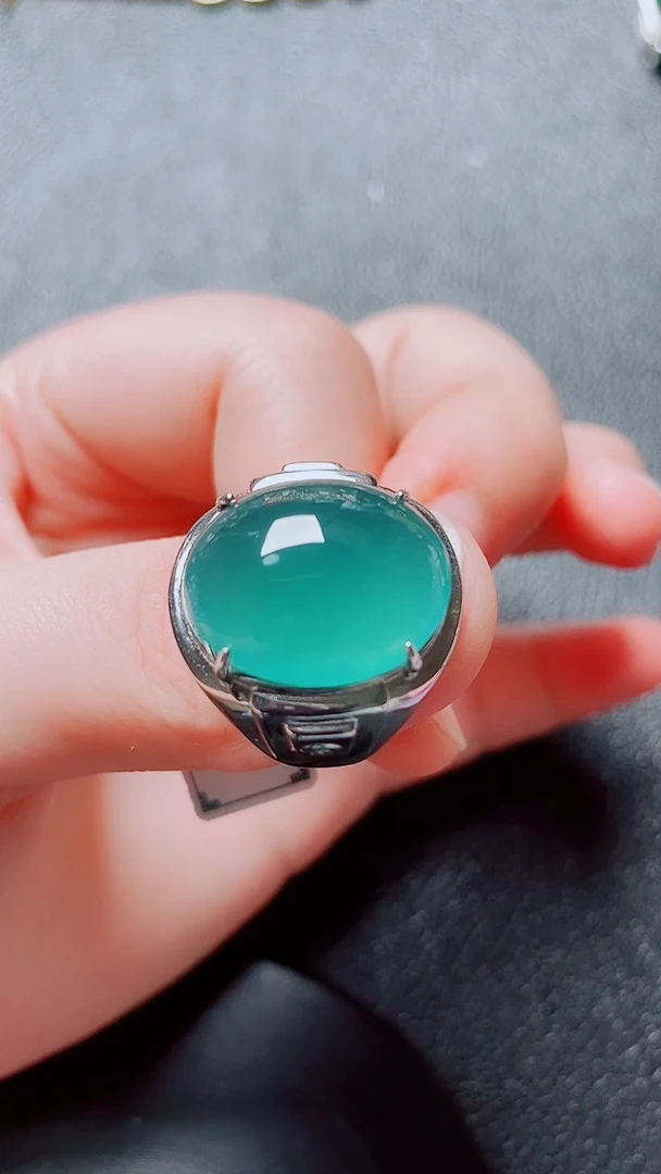 翡翠戒指银S925镶嵌翡翠