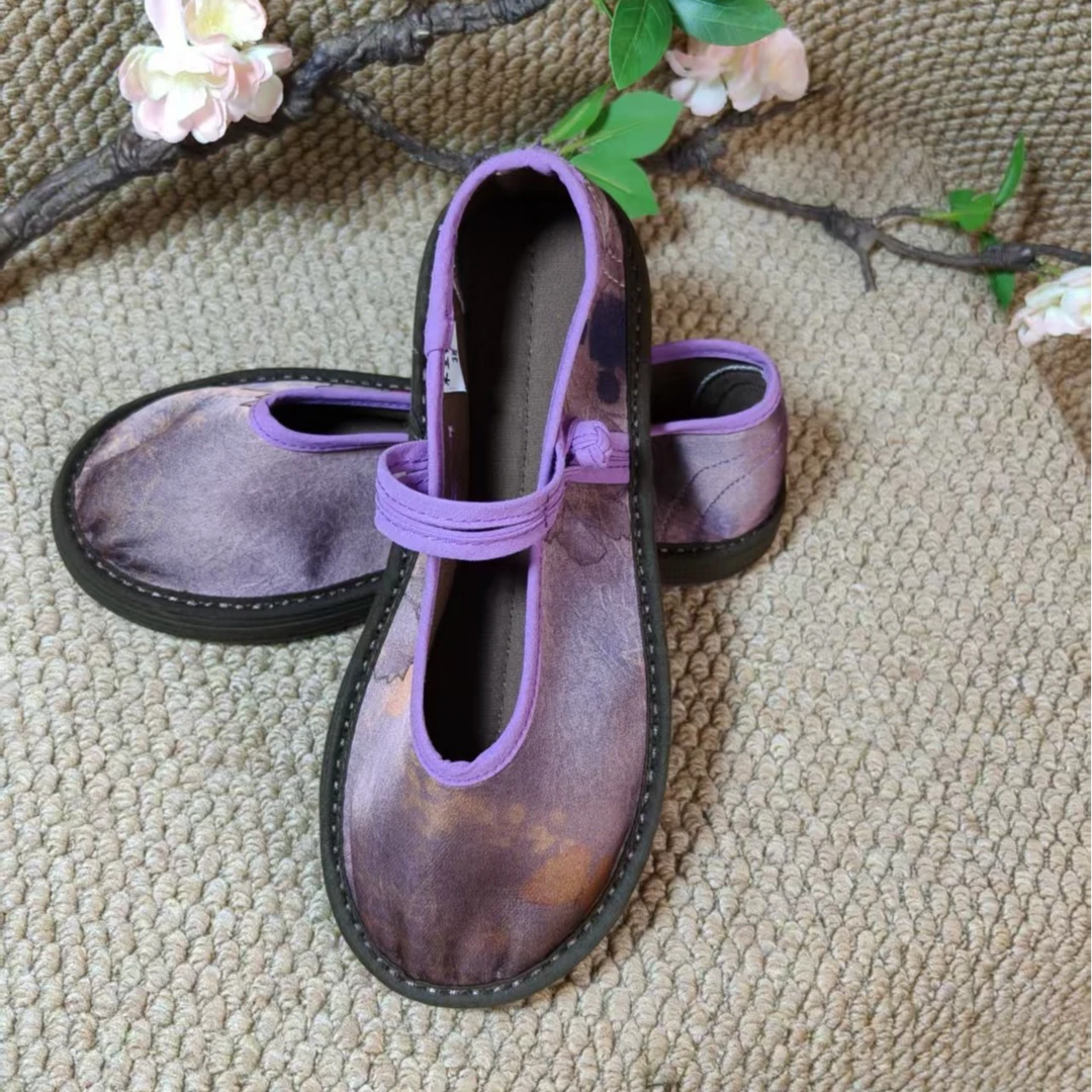【紫墨】盘扣手工千层底布鞋民族风布鞋复古布鞋