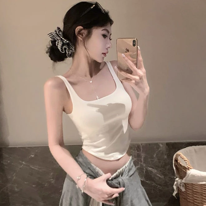 人棉露背美背自带固定杯垫