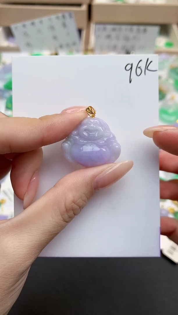 颈饰18K金镶嵌翡翠天然缅甸A货翡翠