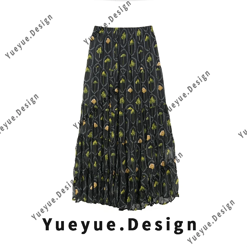 【悦悦专属】春夏度假风乔其纱松紧腰半身裙Y381