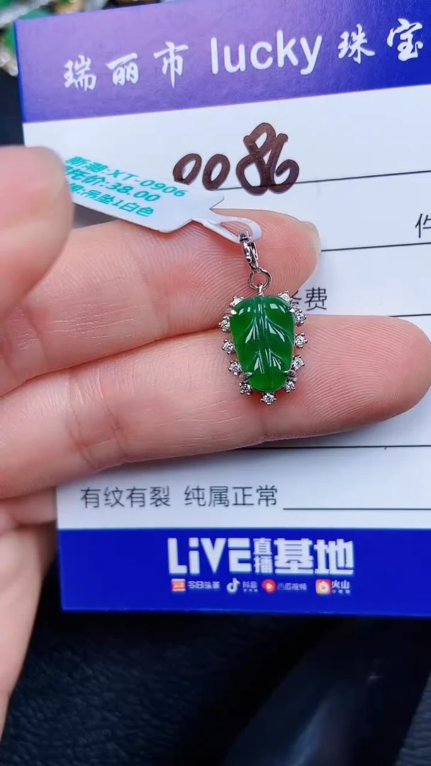 颈饰银S925镶嵌翡翠0086