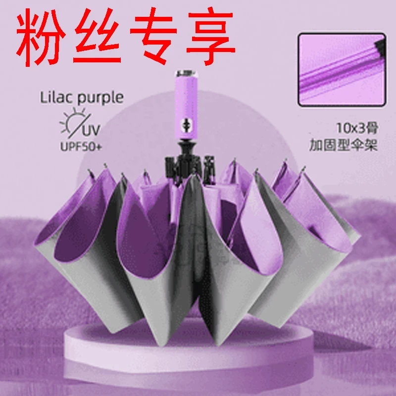 【粉丝专享】全自动折叠雨伞大号太阳伞晴雨两用伞防紫外线黑胶