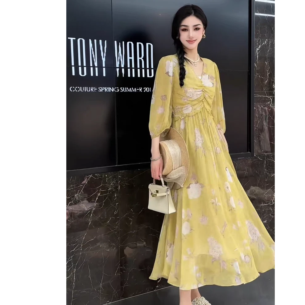 6022高级感V领收腰显瘦气质连衣裙