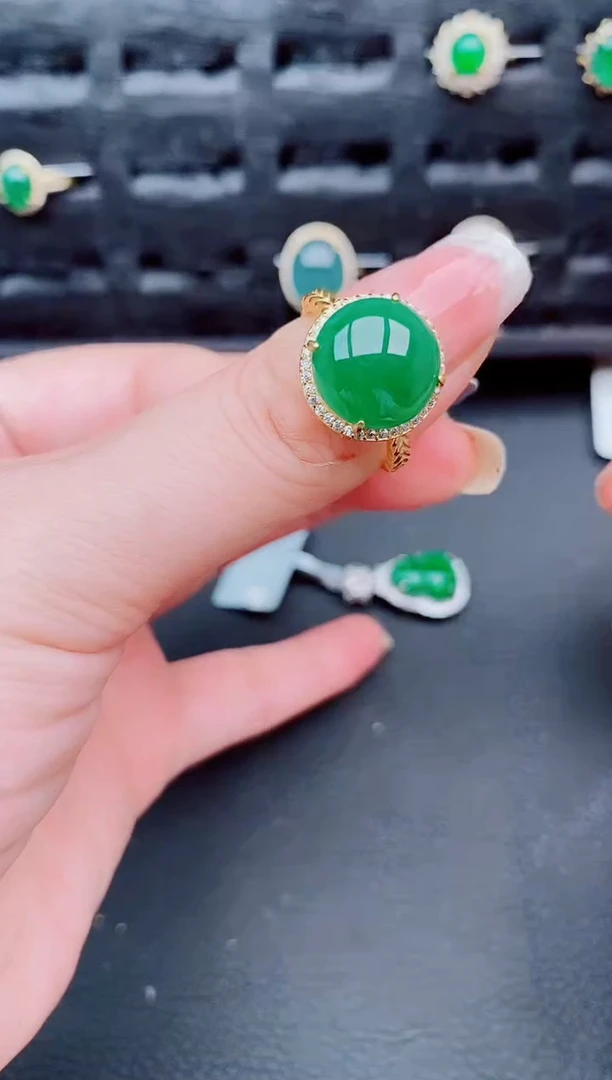 翡翠戒指银S925镶嵌天然a货翡翠225