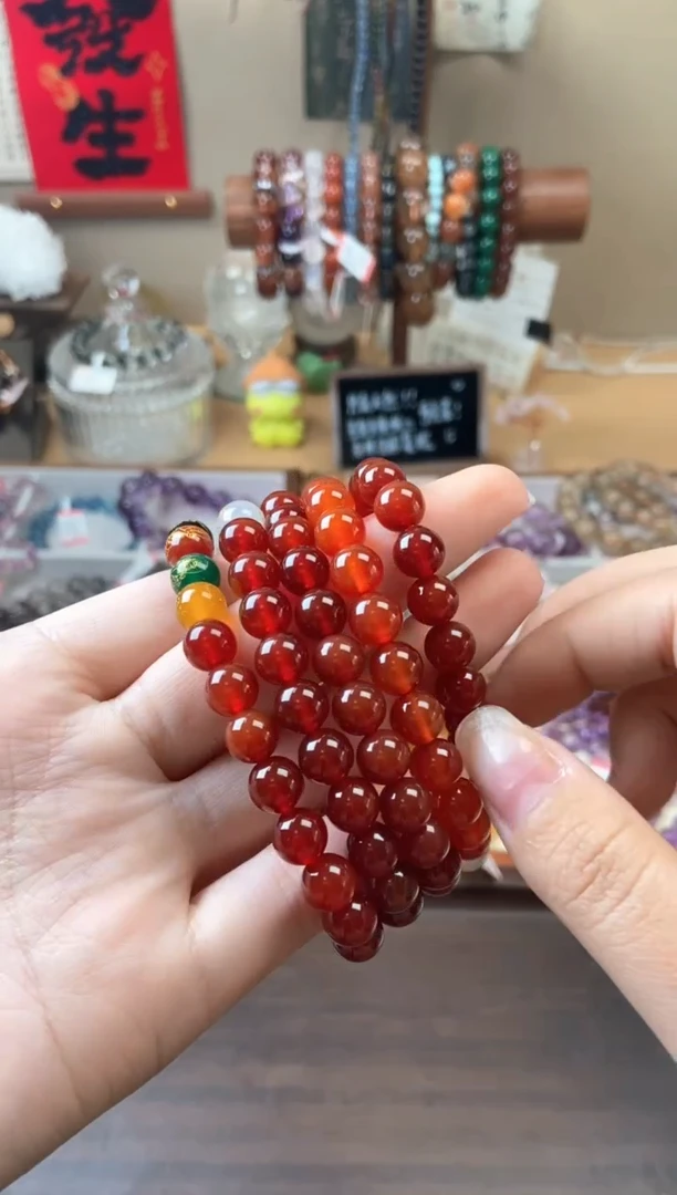 【闪购商品】玛瑙/玉髓手串未镶嵌红玛瑙五路8m
