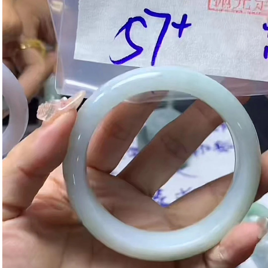 天然翡翠手镯57#1650元毛货需精细抛光