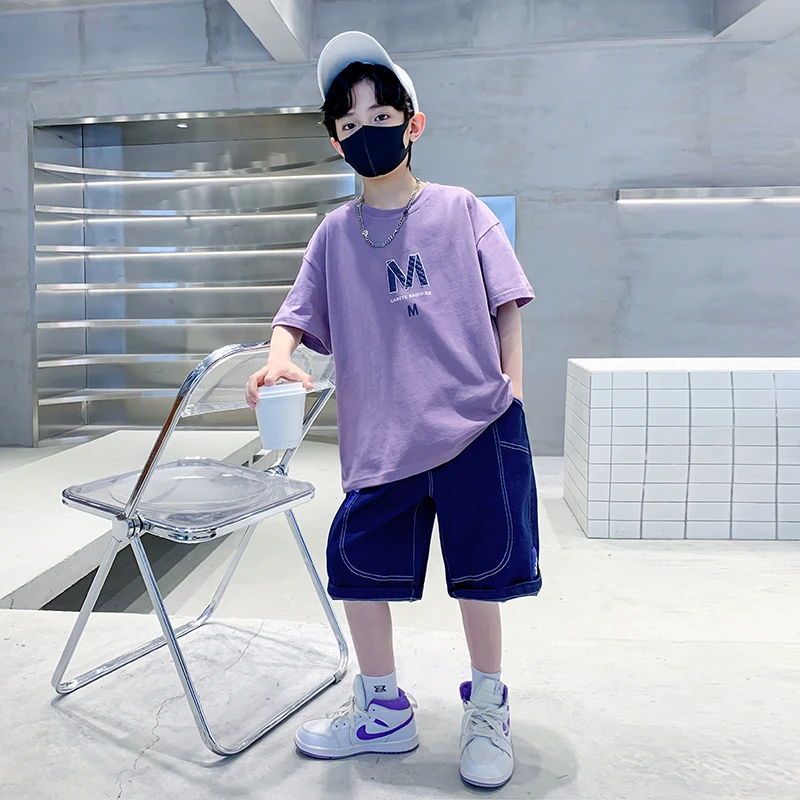 MK&UR.BV男童夏装套装童装运动薄款短裤男孩夏季帅气痞帅两件套