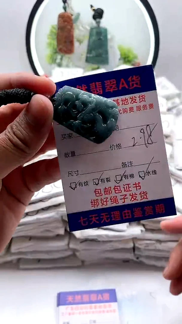 【闪购商品】翡翠颈饰未镶嵌龙牌有纹【品质一般介意慎拍】