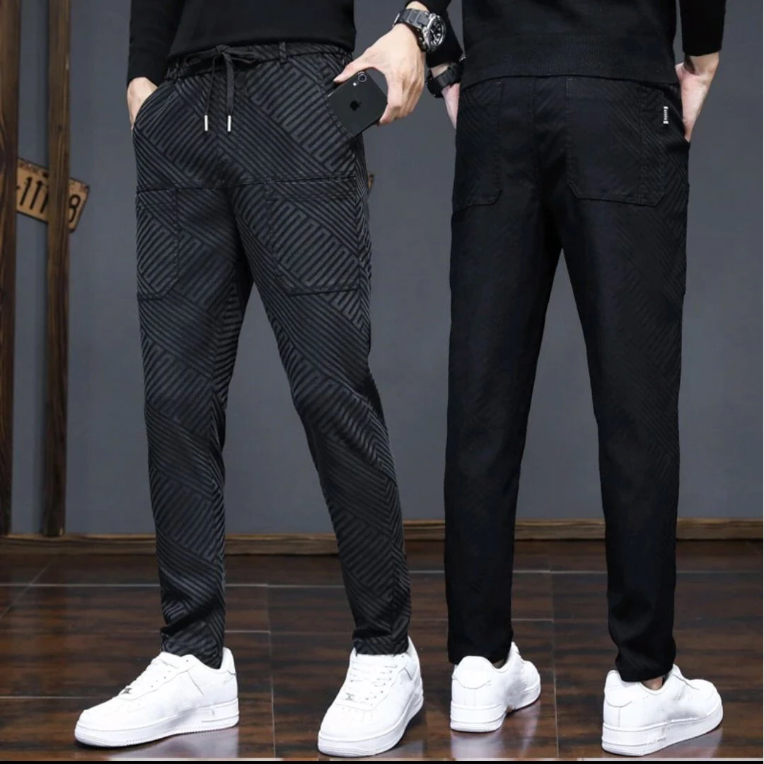 2024春秋新款高弹力男士休闲裤六口袋品质男装直筒修身百搭裤大码