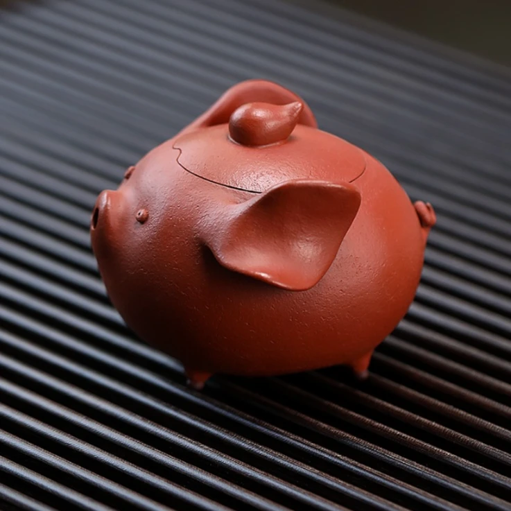 宜兴手工手制精美茶具紫砂壶 朱泥《小飞猪》120 毫升