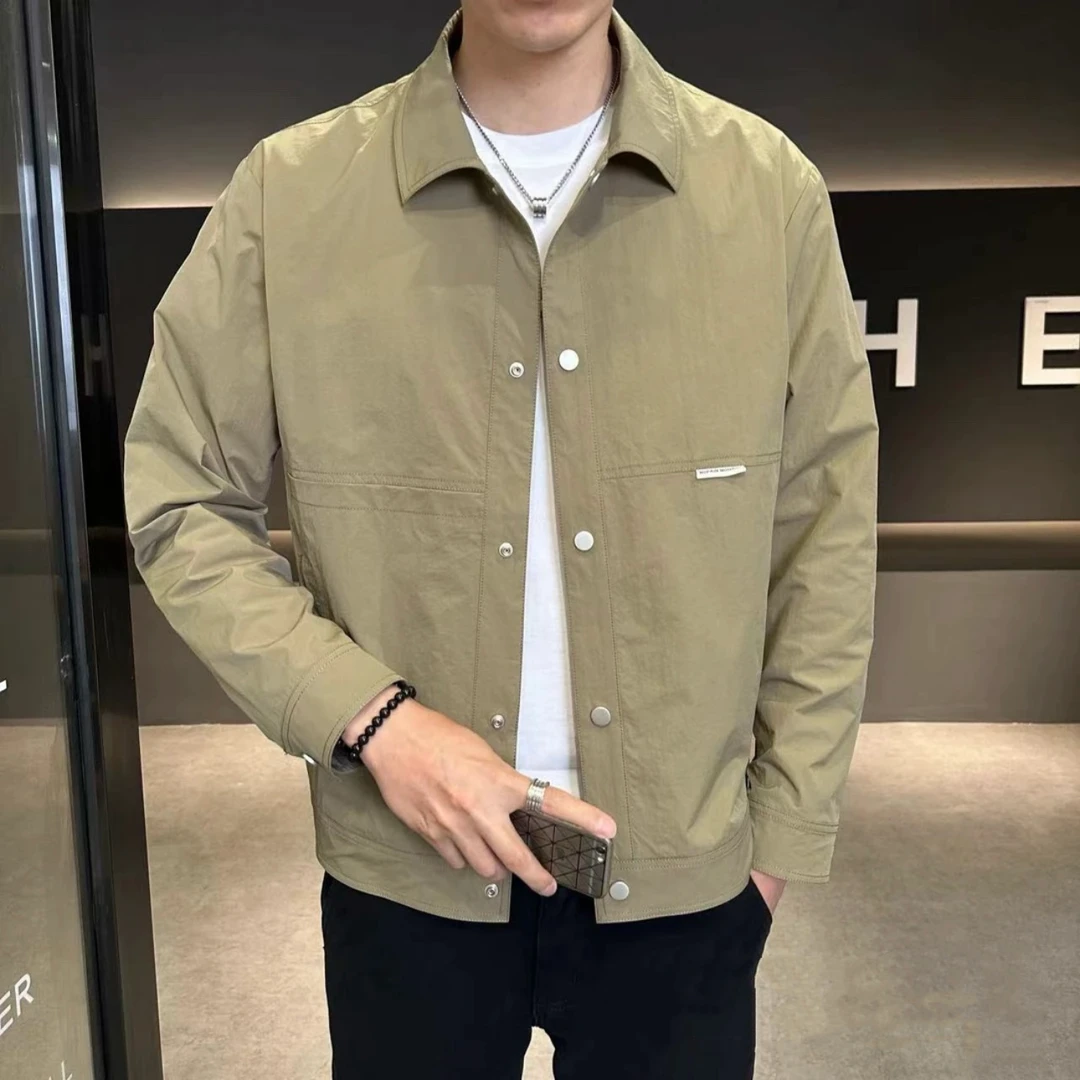 男士衬衣春夏季带里布夹克长袖衬衫翻领休闲修身百搭7M839-2店-9