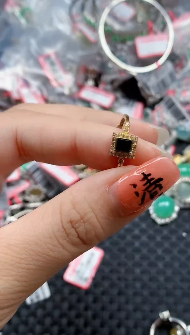 银S925镶嵌戒指翡翠天然A货缅甸翡翠