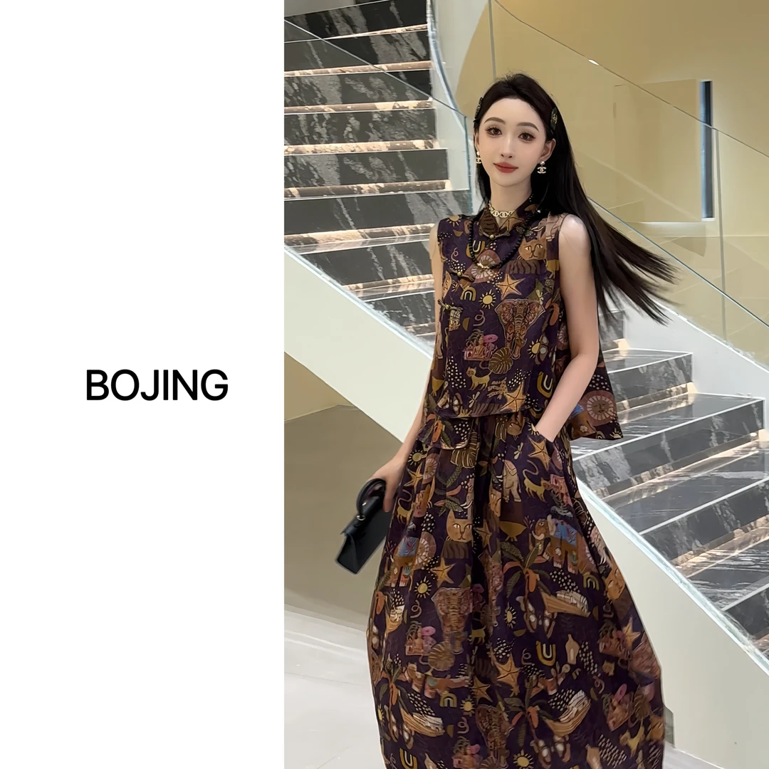 【热带雨林】新中式休闲百搭显瘦气质时尚复古夏季国风薄款上衣套装