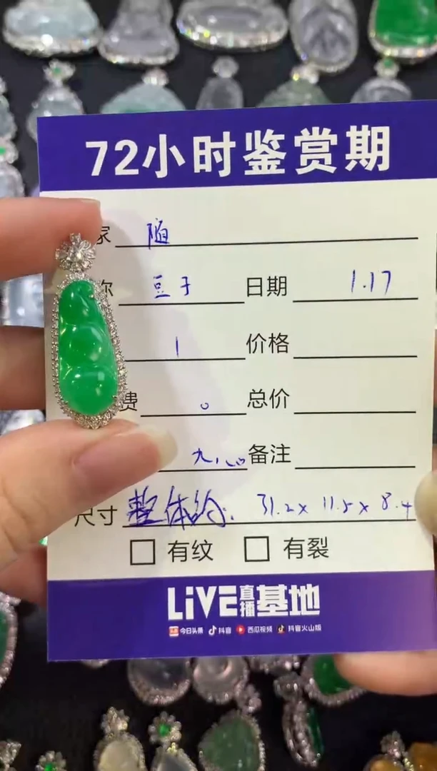 【闪购商品】翡翠颈饰18K金镶嵌绿豆子