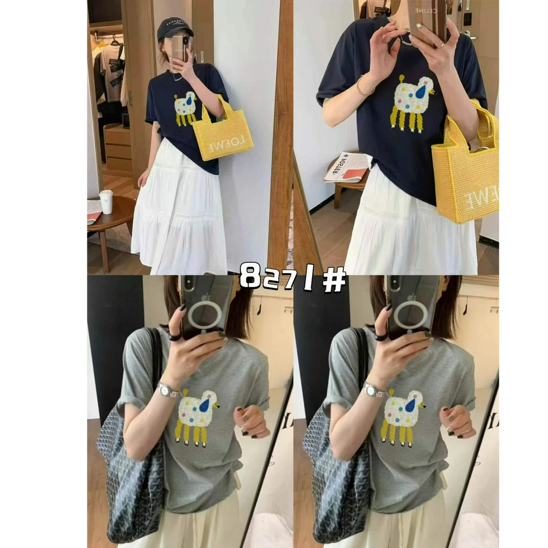 玲玲服饰【8271】写字楼 重工亮片小羊短袖T