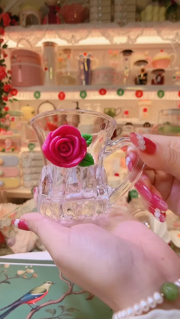 开播福利，仅剩一件！玫瑰花宽口杯