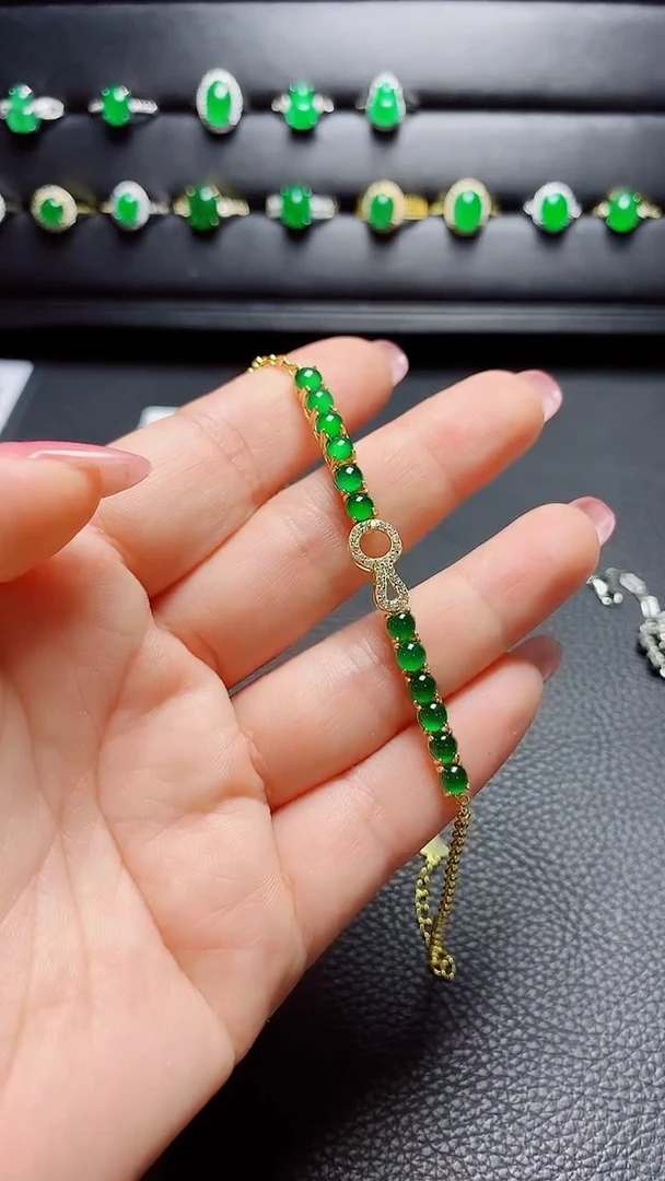 银S925镶嵌戒指翡翠 天然翡翠A货s925银镶