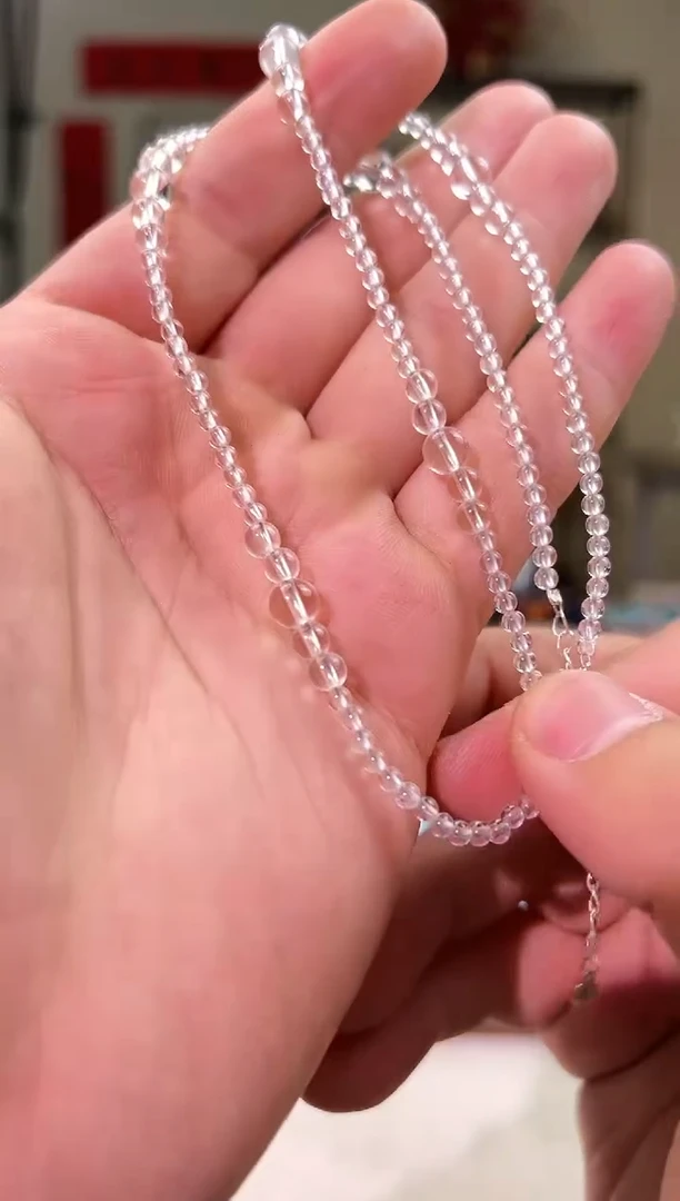 银S925镶嵌项链水晶白水锁骨链（多样性发一）