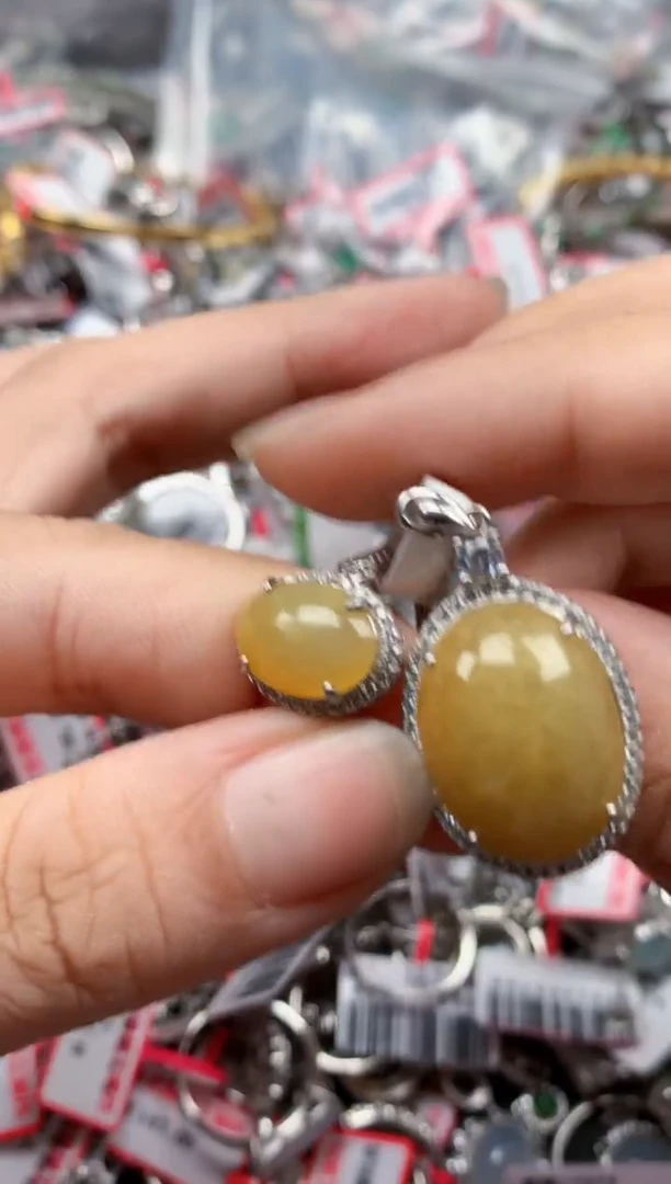 银S925镶嵌戒指翡翠天然A货缅甸翡翠