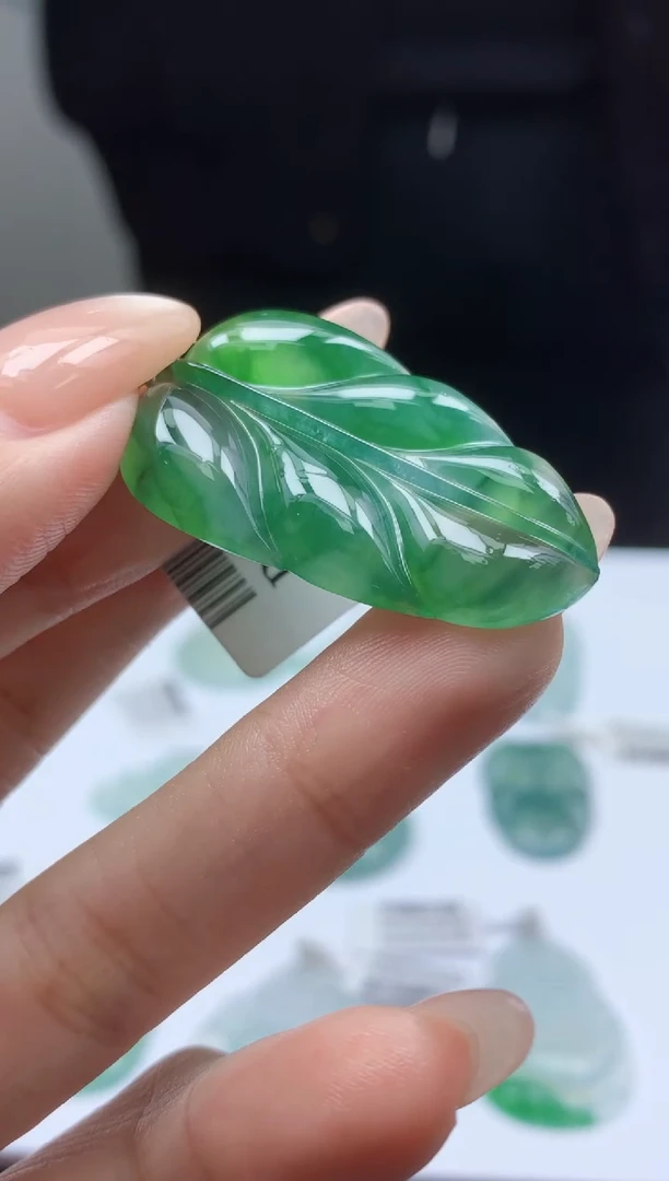 【闪购商品】定制翡翠未镶嵌888ee-毛货叶子63赠金扣