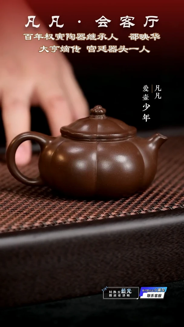 茶壶紫砂凡凡会客厅 紫砂壶24 筋纹寒江紫泥130cc