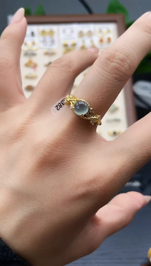 银S925镶嵌戒指翡翠2