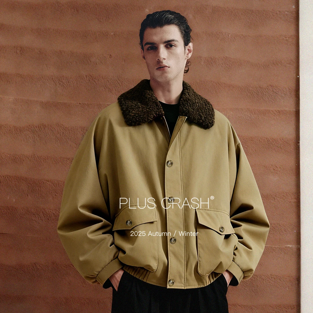 PLUS CRASH冬季巴恩风90白鸭绒短款工装经典双口袋羽绒服男女同款