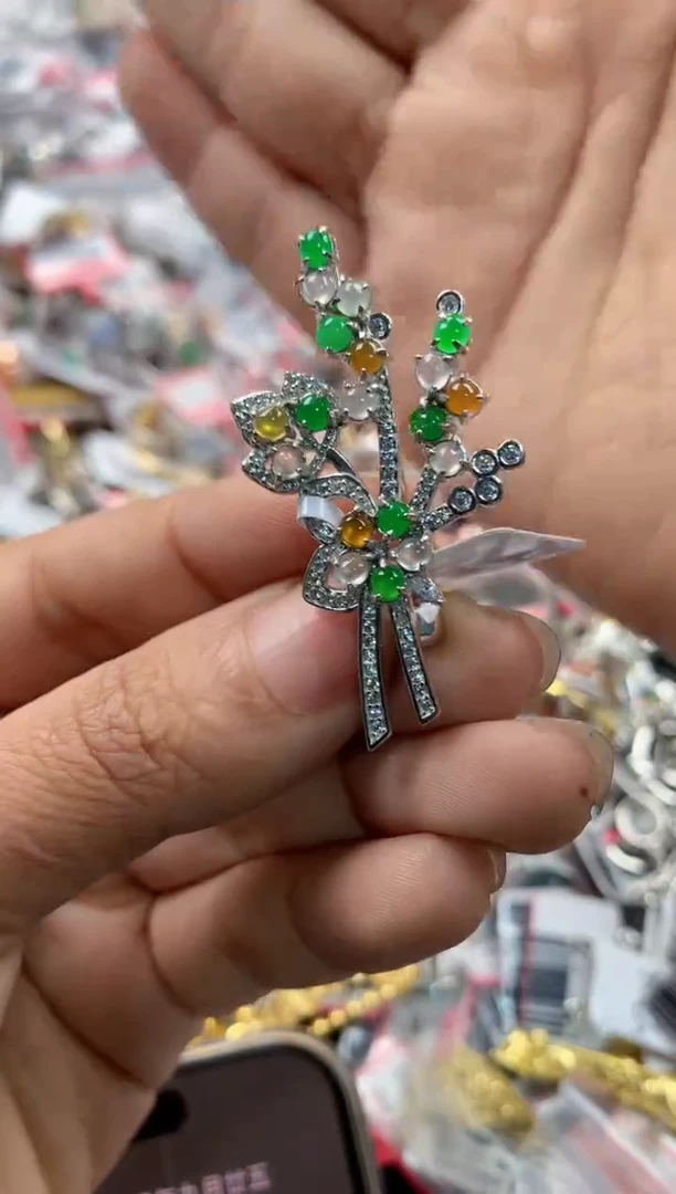 银S925镶嵌戒指翡翠10            4