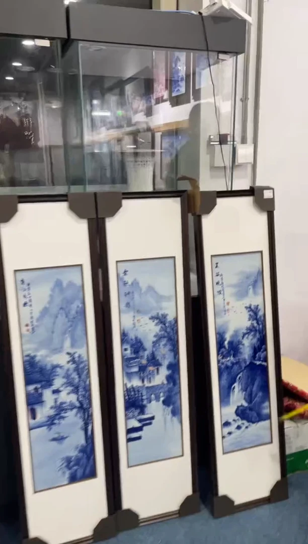 瓷青花四条屏春夏秋冬122*32cm