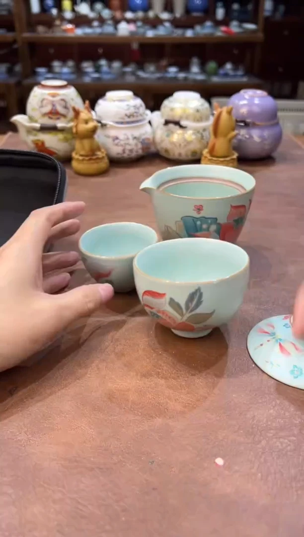 真的很便宜超好看会开片的旅行茶具
