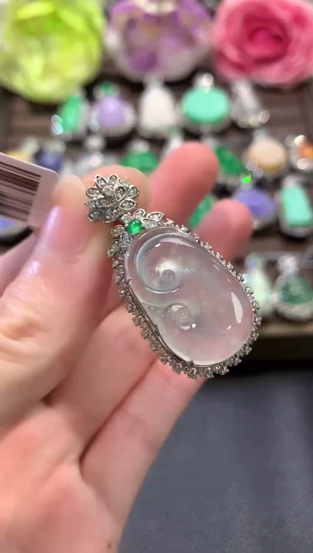 吊坠(不含链)18K金镶嵌翡翠b34