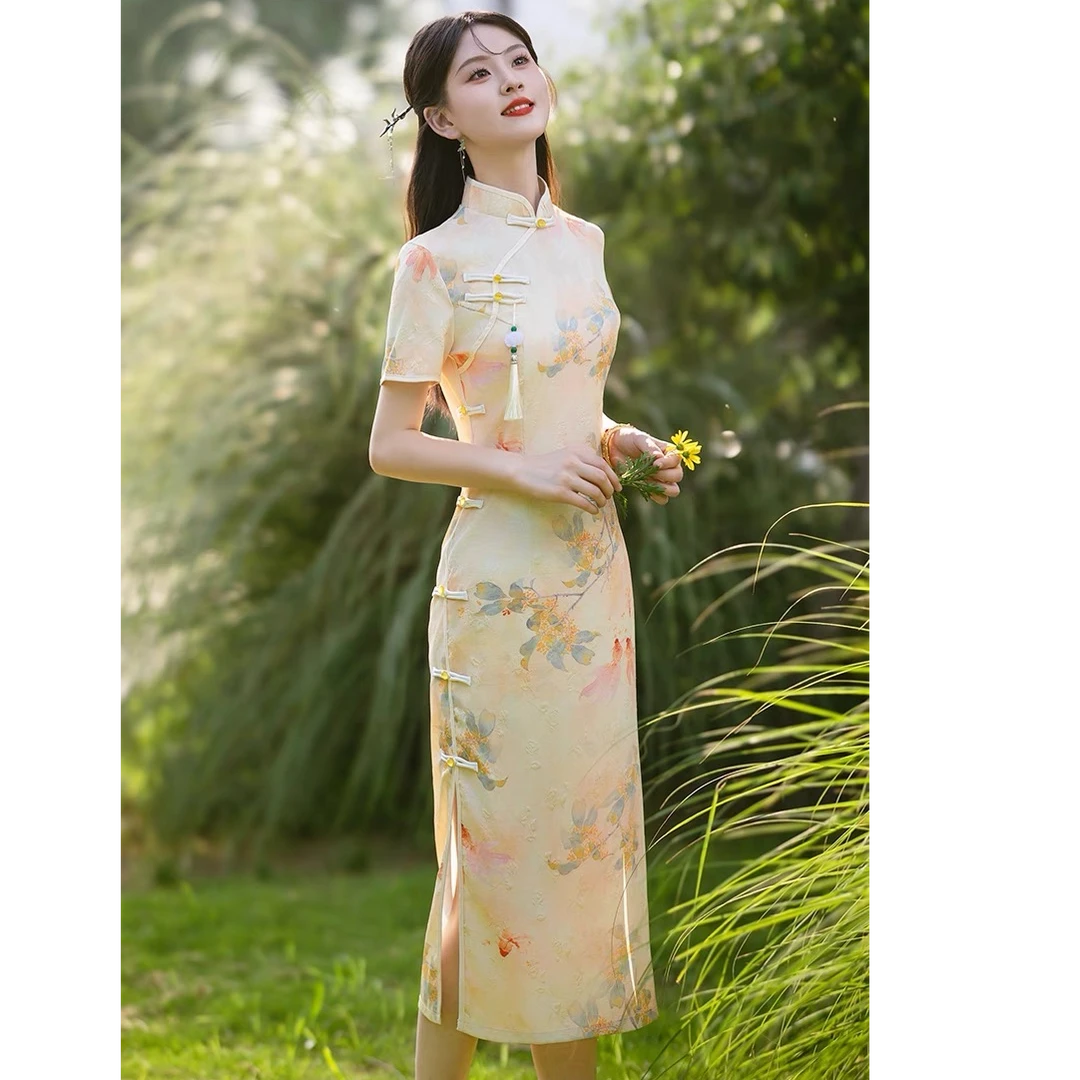 民国风少女改良锦鲤旗袍年轻款2025夏季新款日常可穿新中式连衣裙
