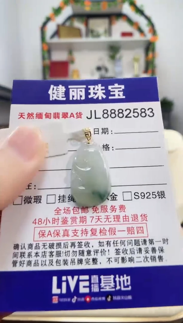 颈饰18K金镶嵌翡翠天然缅甸翡翠 锁骨款如意(一物一证) +银链