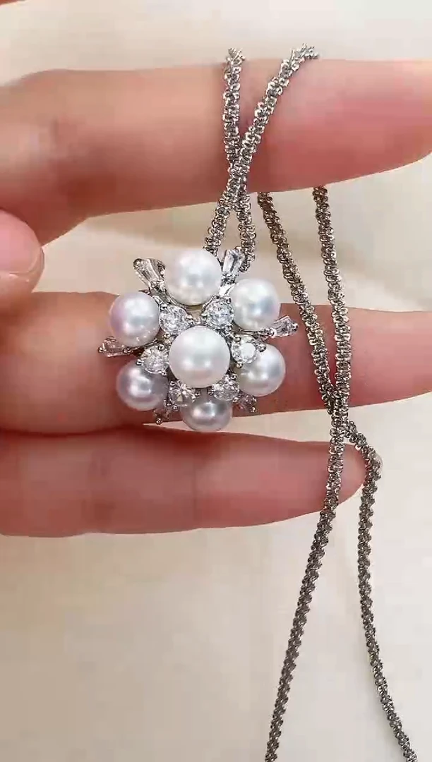 【闪购商品】淡水珍珠颈饰合金七珠吊坠