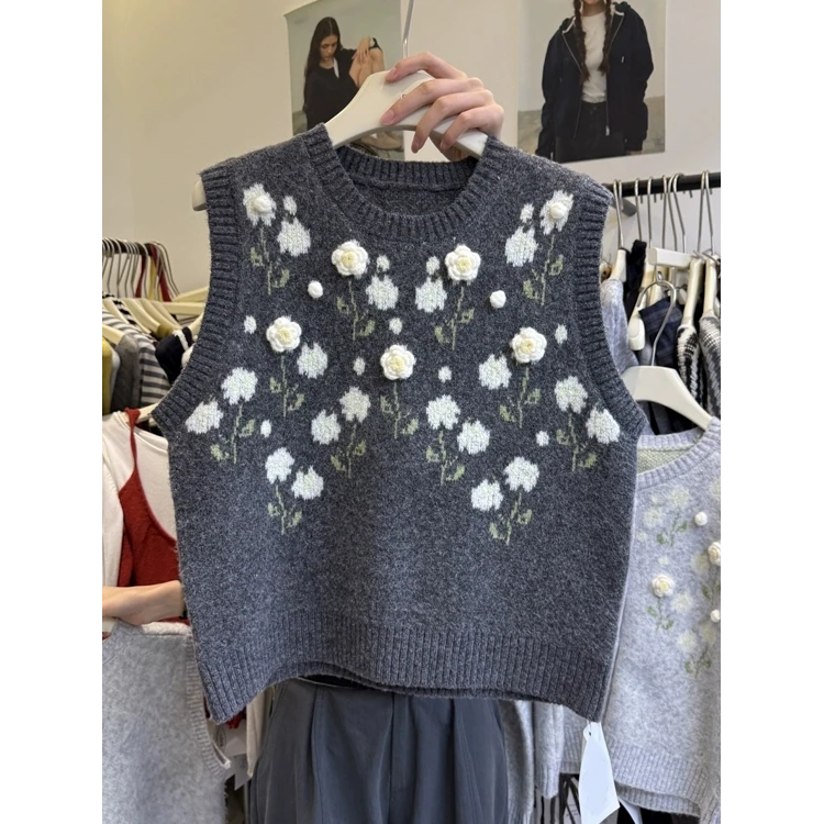 巨好搭！真心舒服！马甲女秋季时尚韩版ins潮钩花背心叠穿针织上衣