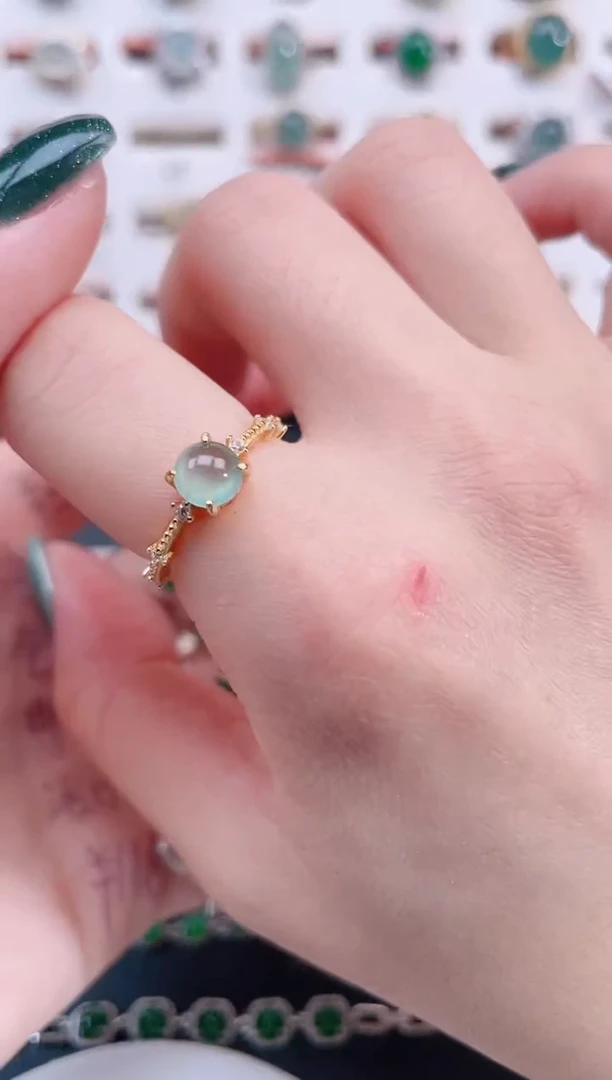 银S925镶嵌戒指翡翠天然翡翠