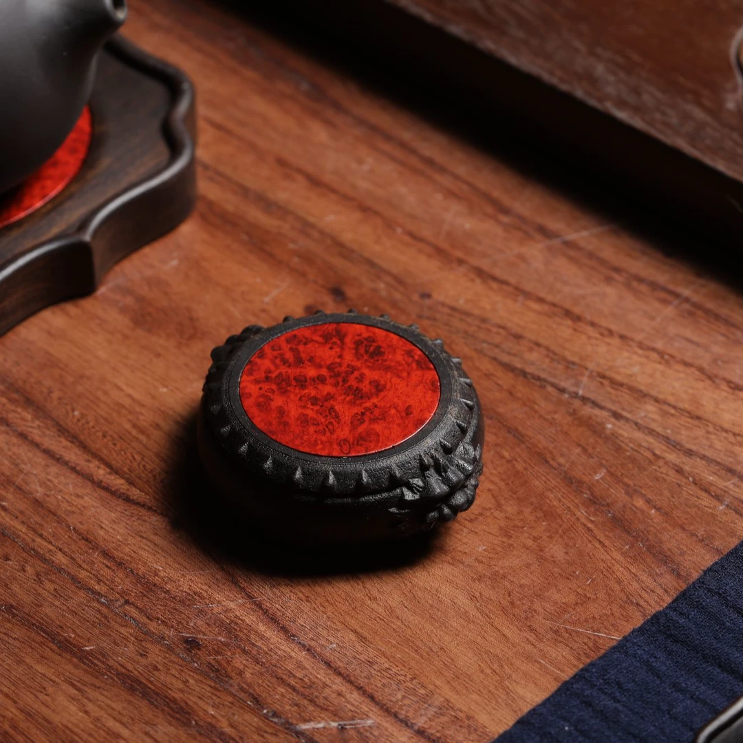 【貔貅盖置】紫光檀镶嵌瘤疤复古精工雕刻