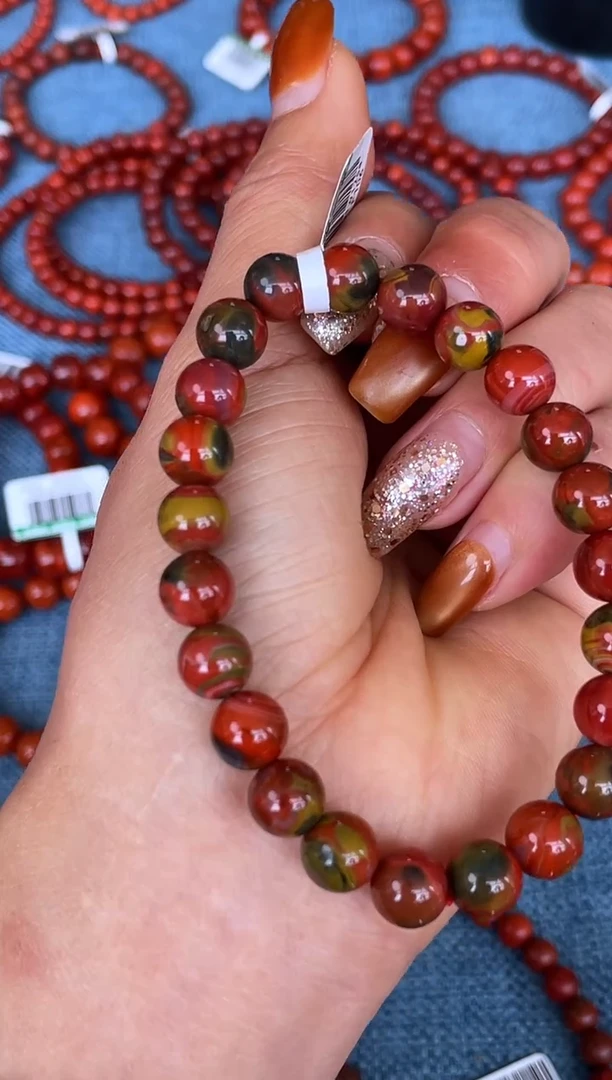 未镶嵌手串南红玛瑙N55大山包三彩包浆原矿单圈