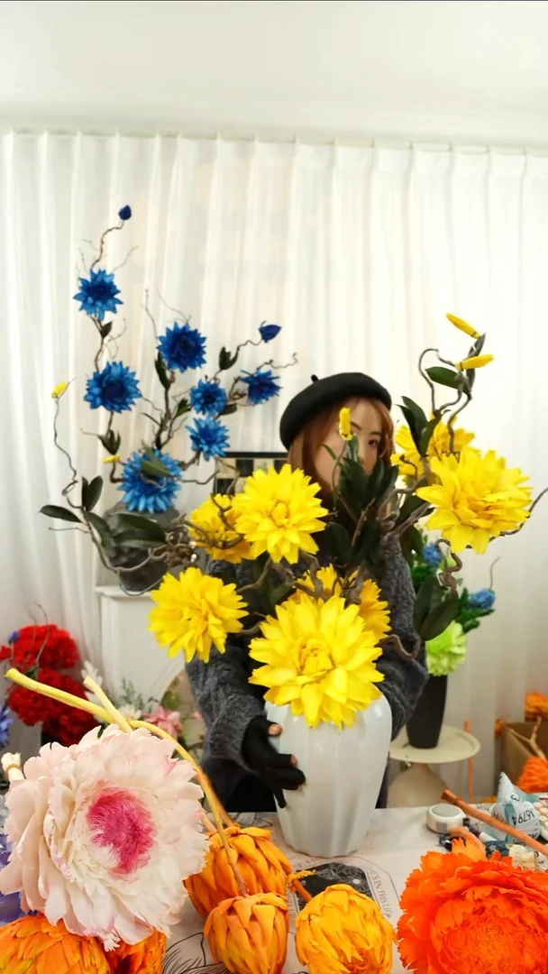 永生洋蓟 霸王花 龙枣枝不带瓶【姜黄色】A666