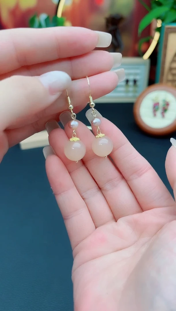 玛瑙/玉髓耳饰银S925镶嵌218000