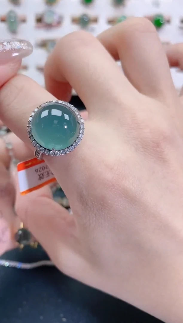 银S925镶嵌戒指翡翠天然翡翠