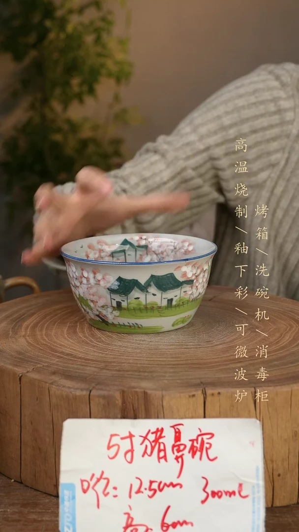 碗瓷景德镇手工手绘高温瓷釉下彩