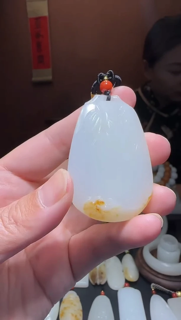 和田玉未镶嵌挂件东*竹报平安玉牌