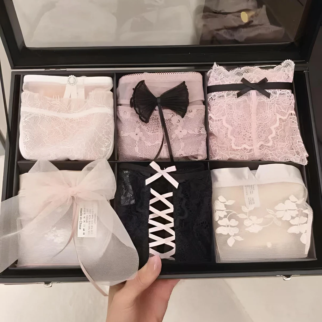 日系洛丽塔风小众内裤女纯欲风甜美可爱绑带刺绣舒适女士三角内裤
