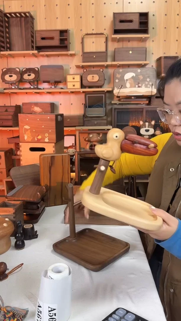 木实木大嘴鸟收纳盘