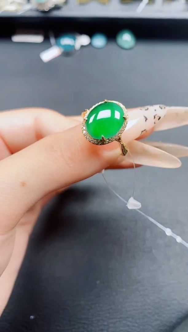 银S925镶嵌戒指翡翠翡翠