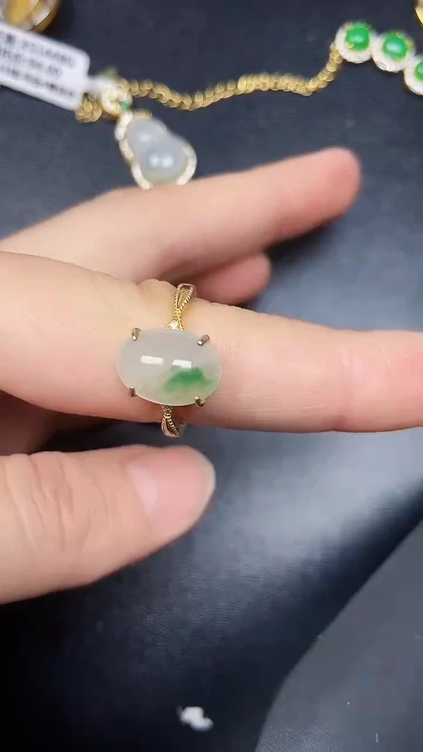 银S925镶嵌戒指翡翠3190