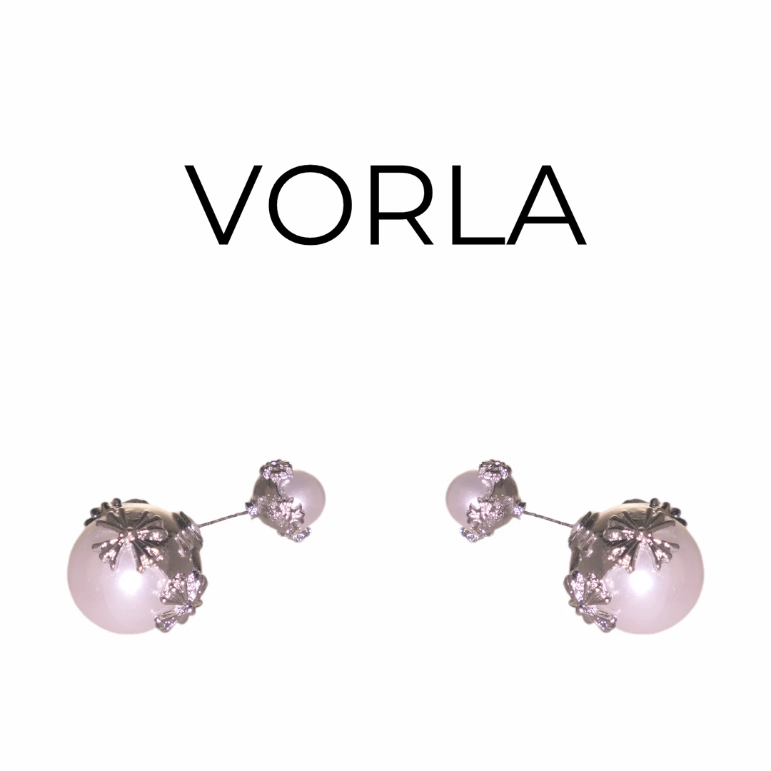 铜合金耳饰 美★【清珠浮槎】 双面戴珍珠十字架925耳钉